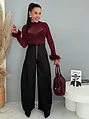 Šifónové trblietavé body s perovou ozdobou na koncoch rukávov LIPE
