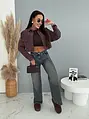 Crop denim jacket s kamienkami CRYSTAL