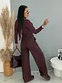 Wide leg nohavice z ekokože s ozdobným opaskom ONYX