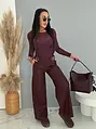 Wide leg nohavice z ekokože s ozdobným opaskom ONYX