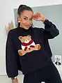 Tmavomodrý dvojdielny pletený set s medvedíkom TEDDY