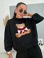 Čierny dvojdielny pletený set s medvedíkom TEDDY