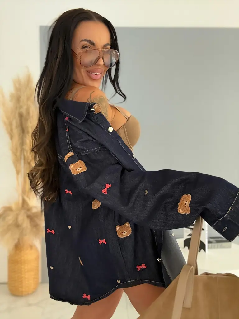 Denimový oversize košeľový kabát TEDDY - next