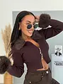 Rebrovaný kardigán s kožušinou SELENA