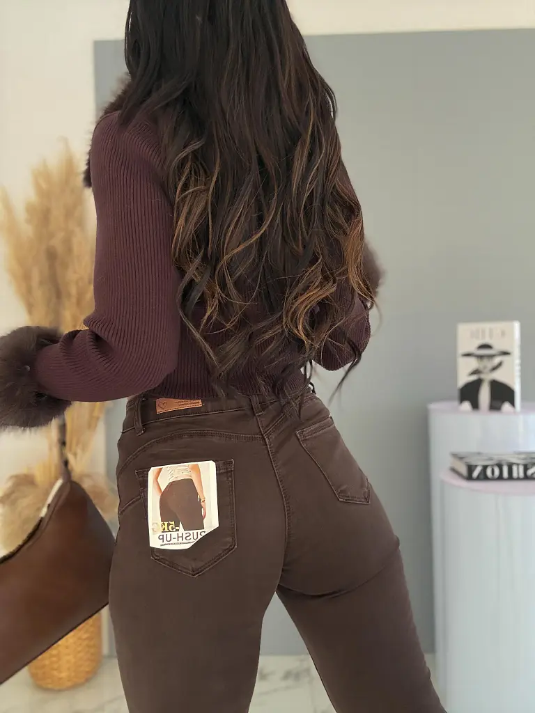 Dámske push-up skiny rifle s vysokým pásom FEMME