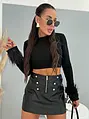 Koženkový skort so zlatou ozdobou MAJA